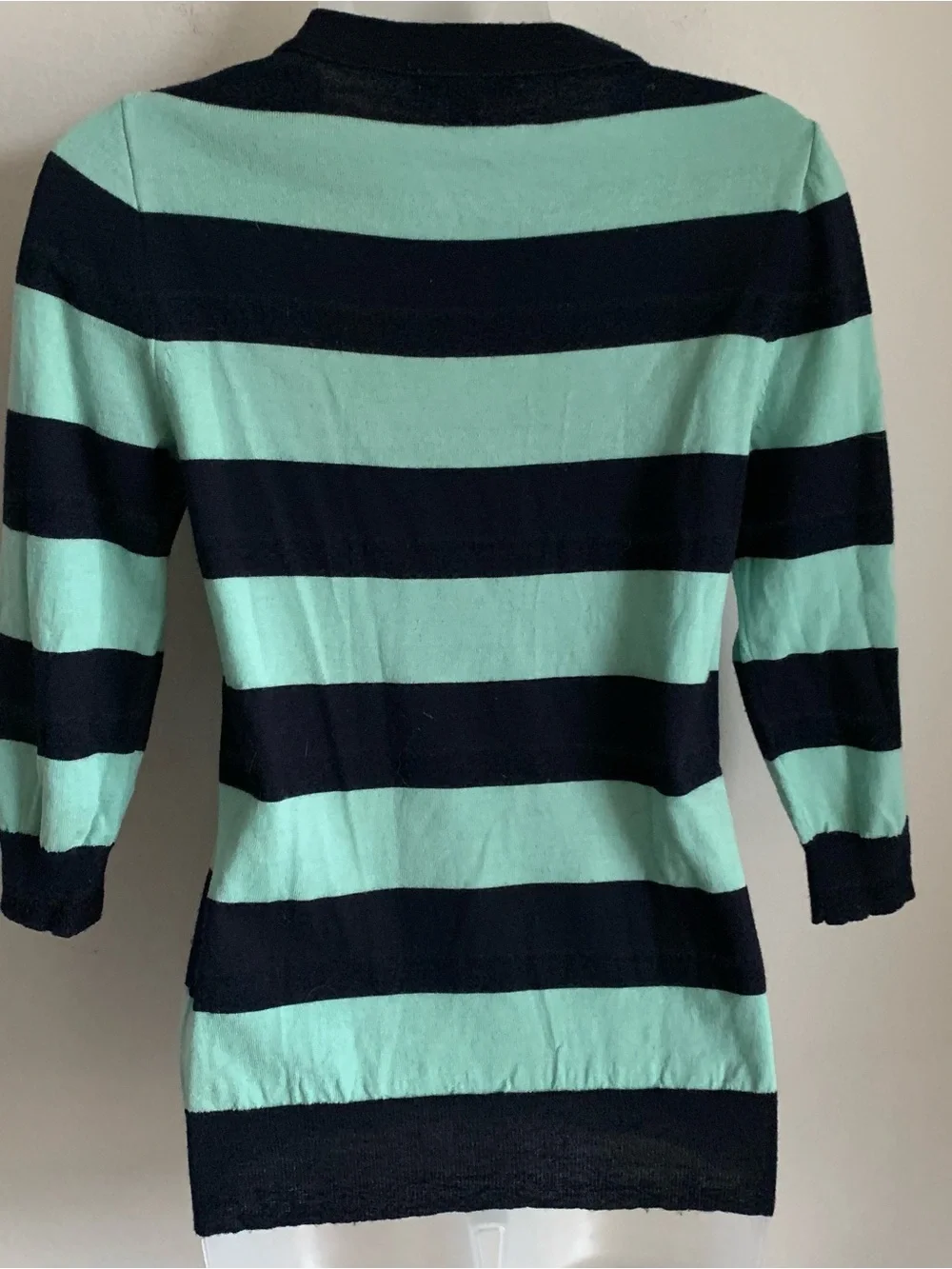 Striped Mint/Teal and Navy Women's Sweater